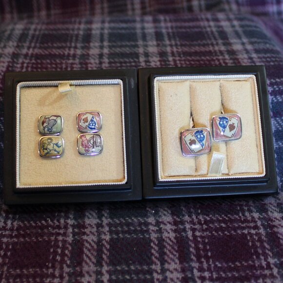 *925* Sterling Silver Hobbs & Kent Taxali Four Vices Cufflinks Set